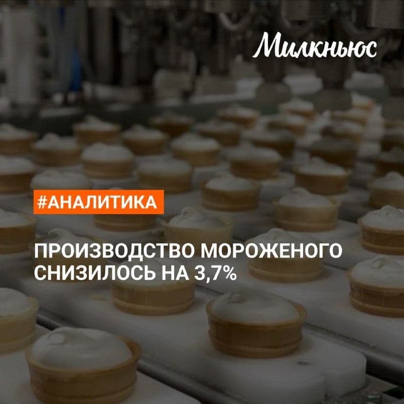 Производство мороженого снизилось до 304,9 тыс. т в январе-июне 2026 года по сравнению с аналогичным периодом 2025 года.