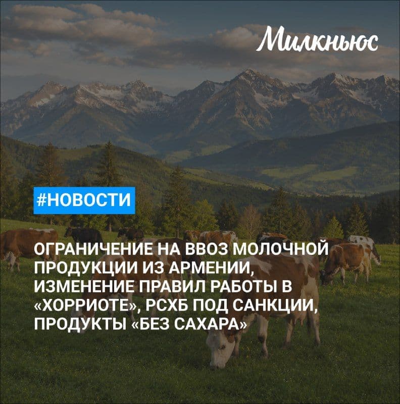 Россия с 27 июля ограничит ввоз молочной продукции из Армении