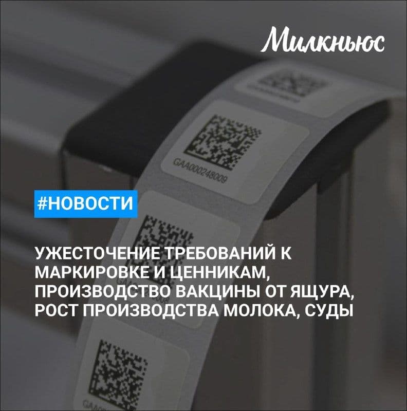 Союзмолоко не поддержал законопроект об ужесточении требований к маркировке и ценникам