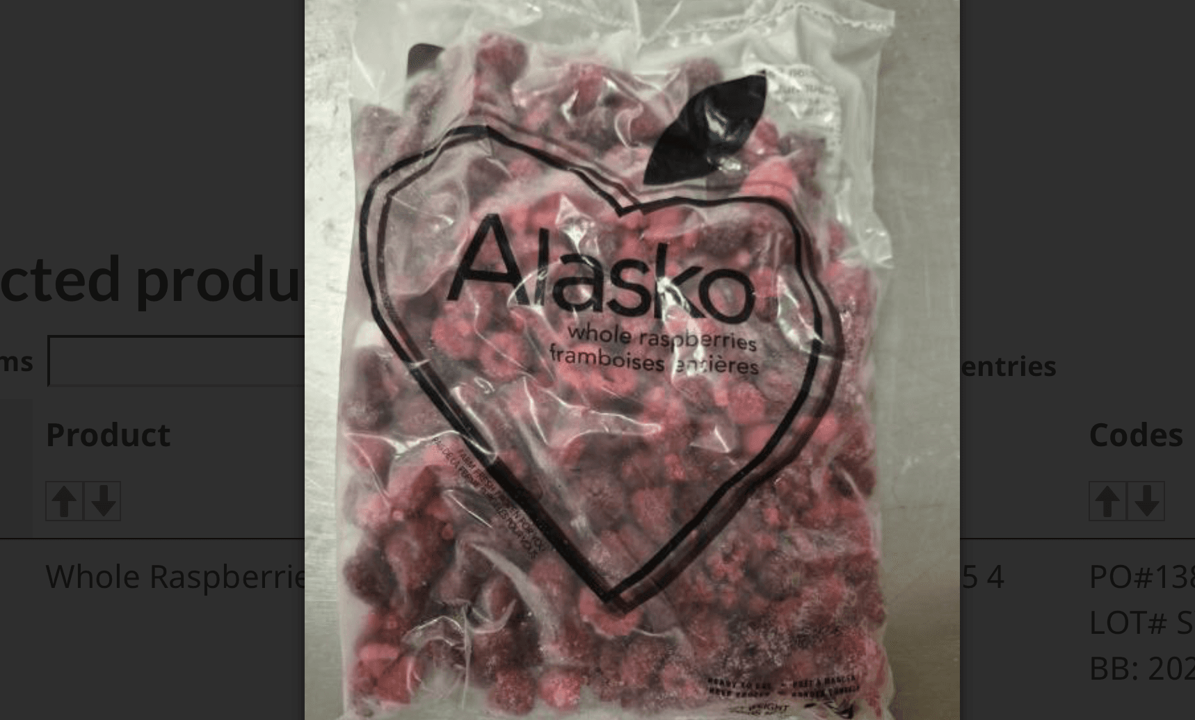 Frozen raspberries recalled because of norovirus; illnesses reported